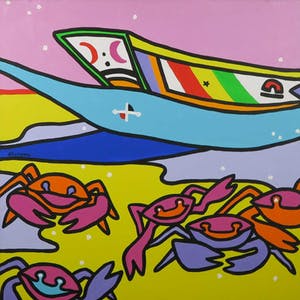 Shunyam - Acryl op doek, Beach Friends - Ingelijst kopen? Bied vanaf 1!