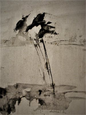 Niet of onleesbaar gesigneerd - Grote & Intrigerende SEPIA inkt "Landschap" gesigneerd kopen? Bied vanaf 1!