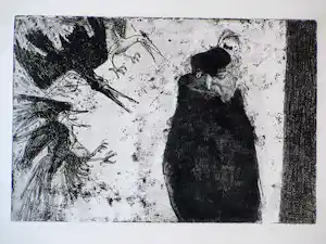 Joop Brans - 3 en de Vogelaar - Ets/aquatint verkocht voor € 35!