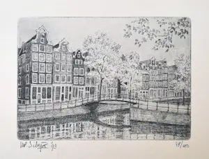 Michiel Schrijver - ets - Amsterdamse gracht - 21119 kopen? Bied vanaf 25!