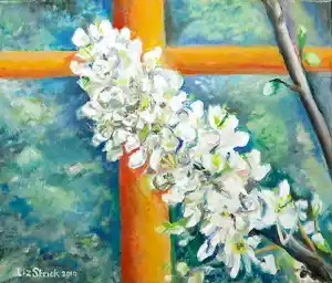Liz Strick - Olieverf op doek, Crossroad to new beginnings verkocht voor € 45!