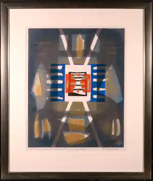 Ati Lichtveld - Gemengde druktechniek, Labyrinth - Ingelijst verkocht voor € 41!