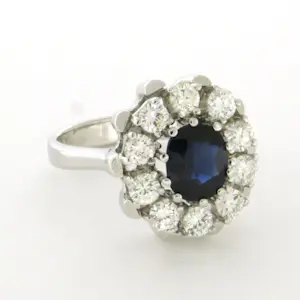 18k witgouden ring bezet met saffier en briljant geslepen diamanten tot. 0.65ct kopen? Bied vanaf 800!