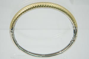 1260 - Massief zilveren en 18 krt goud vergulde bicolor unisex "slaven" armband kopen? Bied vanaf 39!