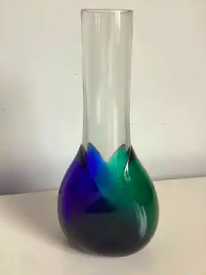 Jan Beranek - Vaas - duo gekleurd glas verkocht voor € 15!