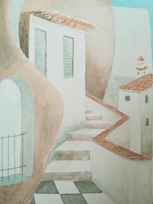 Niet of onleesbaar gesigneerd - originele aquarel van Kirsch, kleurige voorstelling kopen? Bied vanaf 1!