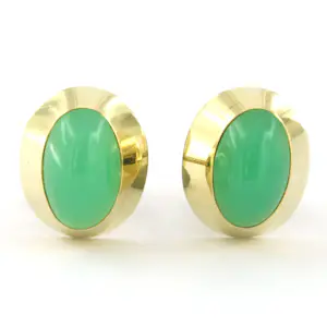 14k geel gouden oorknoppen bezet met chrysopraas – 5.7 gram kopen? Bied vanaf 410!