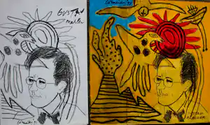 Corneille - Gemengde techniek en houtskool: Gustav Mahler, 1993 + handges.teksten + foto's kopen? Bied vanaf 1000!