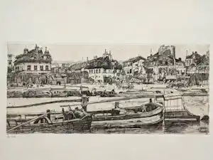 Pieter Dupont - 1896 - Seinekade met schuiten verkocht voor € 60!