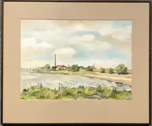 Lies Veenhoven - Steenfabriek aan de Waal - Aquarel verkocht voor € 40!