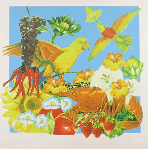 Arjan van Arendonk - Zeefdruk, Fruit, flowers and animals - Ingelijst kopen? Bied vanaf 1!