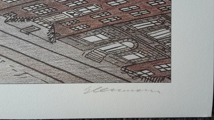 Jeroen Henneman - Amsterdam - grote getekende offset lithografie - 1989 kopen? Bied vanaf 85!