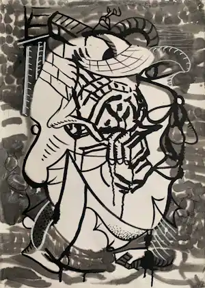 Thomas van der Linden - gemengde techniek op papier | 'The Worldly Portraits' | 1990 kopen? Bied vanaf 100!