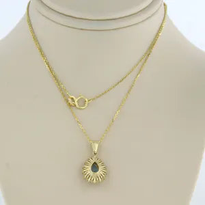 14k gouden collier en hanger bezet met topaas en briljant geslepen diamant kopen? Bied vanaf 320!