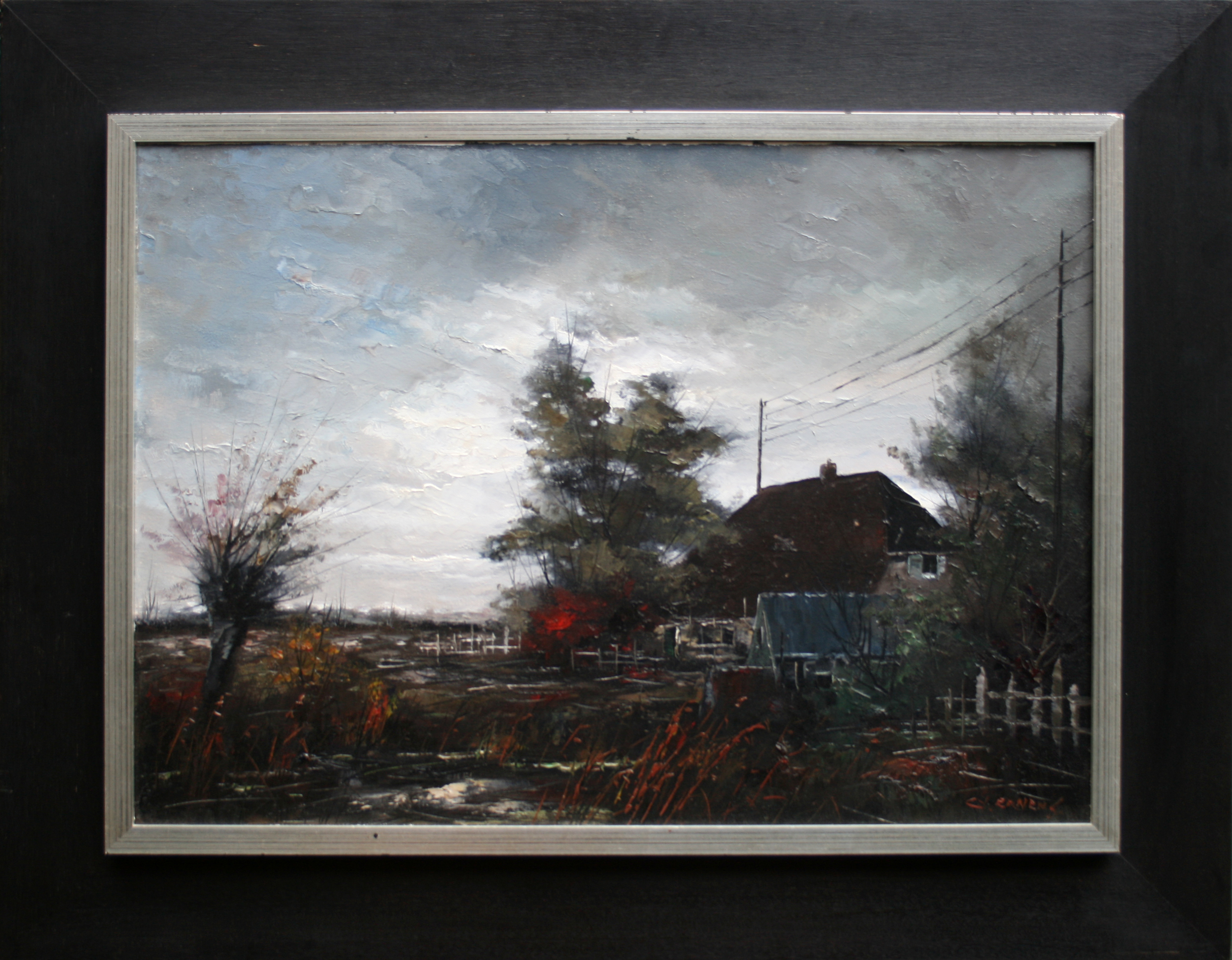 Gerardus Johannes Ernens - Boerderij met knotwilg in olieverf kopen? Bied vanaf 150!