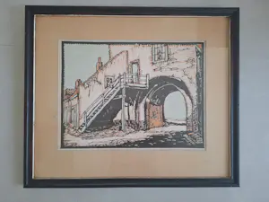 Paul van Dam - Vischpoort Harderwijk houtsnede kopen? Bied vanaf 40!
