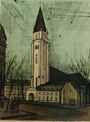 Bernard Buffet - Pain et vin, Place Saint-Germain-des-Prés Parijs. 1965. Lithografie. kopen? Bied vanaf 25!