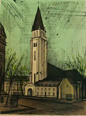Bernard Buffet - Pain et vin, Place Saint-Germain-des-Prés Parijs. 1965. Lithografie. kopen? Bied vanaf 25!