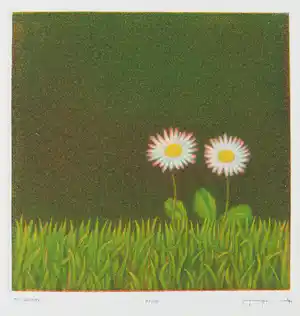 Joop Vegter - Mezzotint, Twee madeliefjes verkocht voor € 50!