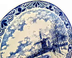 Chemkefa - Wandteller Keramik Delft Blauw Dekor Winterlandschaft nach F.J. du Chattel 70er kopen? Bied vanaf 20!