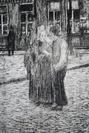 Gerrit Haverkamp - Antwerpen: Veemarkt met de St Pauluskerk - ets uit 1912 - fraai ingelijst kopen? Bied vanaf 65!
