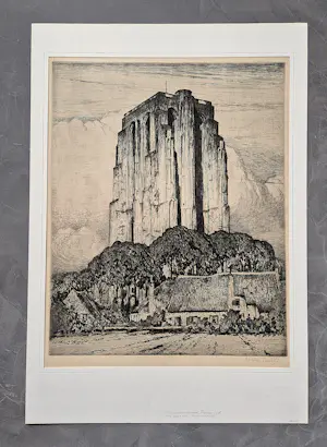 Eugene Lucker - Grote in 1918 gemaakte Ets "Sint-Lievensmonstertoren Zierikzee" gesigneerd kopen? Bied vanaf 38!
