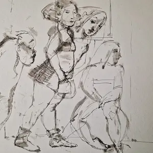 Theo Daamen - in 1988 gemaakt aquarel/inkt op papier "uitslover" met persoonlijke opdracht kopen? Bied vanaf 54!