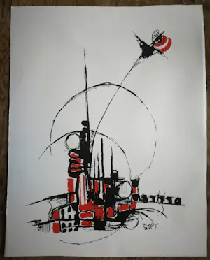 Jan Montyn - Litho. Abstract. kopen? Bied vanaf 50!
