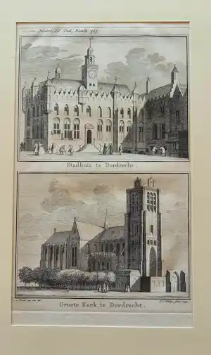 Jan Caspar Philips - Gravure Dordrecht, Stadhuis & Grote Kerk – Het Verheerlijkt Nederland kopen? Bied vanaf 95!