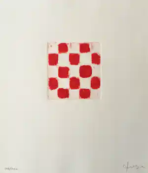 JCJ VANDERHEYDEN - handgesigneerde ets - 'Red checkerboard' - 2011 kopen? Bied vanaf 375!