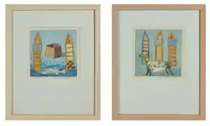 Gert Strengholt - Set van twee litho's, Vis toren & Koe toren - Ingelijst kopen? Bied vanaf 40!