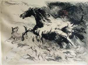 Jan Groenestein - C4889-1, Wolvenaanval verkocht voor € 60!