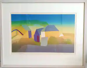 Harr Scheffer - (1937-2016), linosnede eigen druk, ingelijst en handgesigneerd verkocht voor € 79!
