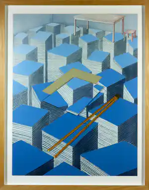 Jeroen Henneman - Zeefdruk en collage, Zonder titel - Ingelijst (Groot) verkocht voor € 290!
