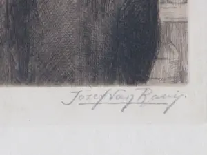 Jozef van Raay - Rokende heer voor boekenkast - Ets kopen? Bied vanaf 40!