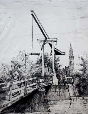 Jan Poortenaar - Ets: Edam- 1945 verkocht voor € 50!