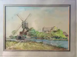 Jacques Pijnenborg - Landschap met molen kopen? Bied vanaf 50!