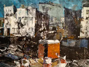 Kees Hak - 1960 - grote expressionistische Gouache/papier "Afbraak Amsterdam" - gesigneerd kopen? Bied vanaf 100!