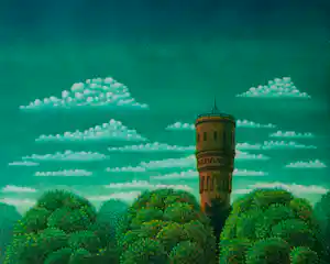 Joop Vegter - Ets/mezzotint: watertoren - 1994 verkocht voor € 130!