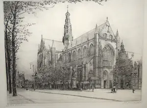 Johannes Josseaud - Grote Kerk Haarlem - mooi formaat ets kopen? Bied vanaf 60!