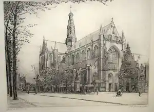 Johannes Josseaud - Grote Kerk Haarlem - mooi formaat ets verkocht voor € 60!