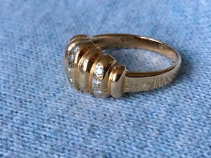 18K Goud - roodgouden ring met briljant geslepen diamant kopen? Bied vanaf 275!