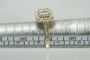98 - Klassieke 14Kt goud & diamanten ring - brilliant en princess cut - 1.25ct kopen? Bied vanaf 580!