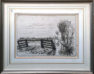 Frans Room - Landschap met hek - drogenaald ets kopen? Bied vanaf 1!