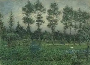 Paul Arntzenius - handgesigneerde aquarel | 'Laan met bomen' (POINTILLISTISCH WERK) kopen? Bied vanaf 500!