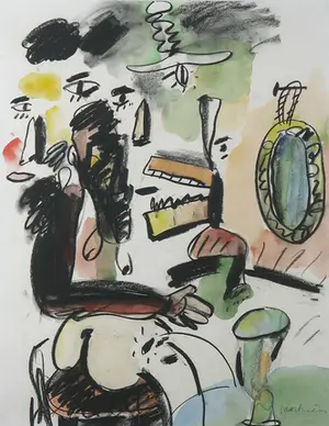 Anton Martineau - Krijt en aquarel, Zonder titel - Ingelijst kopen? Bied vanaf 200!