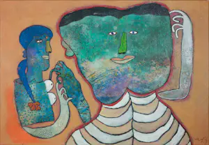 Shahid Parvez - Acryl op doek, Not now kopen? Bied vanaf 70!