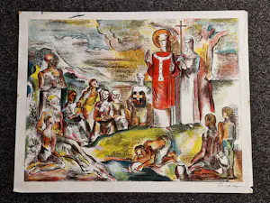 Matthieu Wiegman - Grote religieuze kleuren litho - beperkte oplage (50) - potloodgesigneerd kopen? Bied vanaf 43!