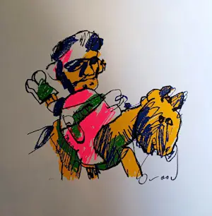 Herman Brood - zeefdruk: man te paard kopen? Bied vanaf 450!