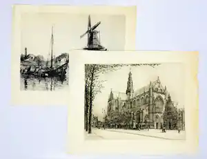 Johannes Josseaud - Lot van 2 werken - Grote kerk Haarlem verkocht voor € 60!